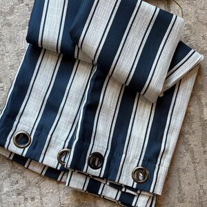 Navy and White Striped Grommet Blackout Curtain Panel (pair)